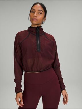 Lululemon Reversible Mesh 1/2 Zip Red Black Pullover 4